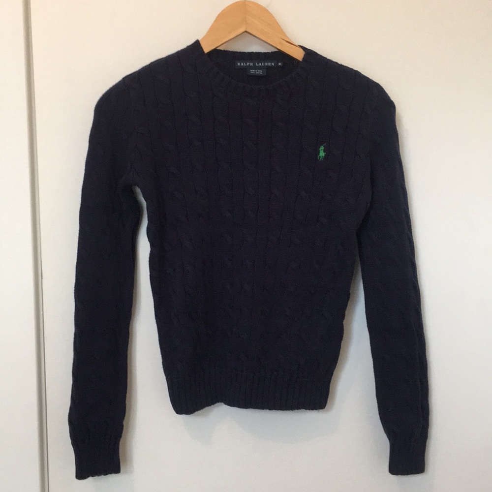 Navy blue Ralph Lauren cable knit sweater